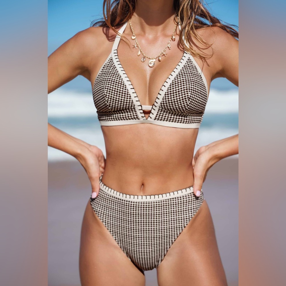 Cupshe Tiramisu Bikini Set  High-Waist Size Large